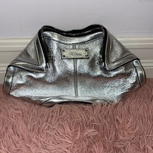 Alexander McQueen De Manta Silver Clutch Bag